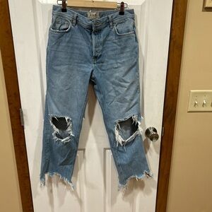 We The Free Vintage Blue Ripped Ankle Jeans